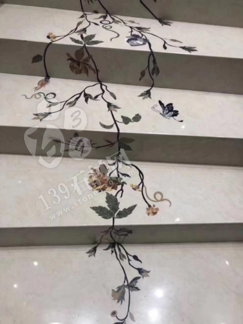 美呆了！大理石樓梯追紋（水刀拼花）效果制作工藝全流程介紹